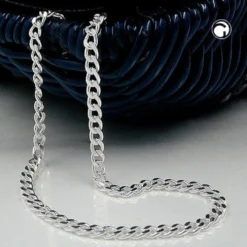 Panzerkette Collier Halskette, flach aus Silber 925 Echtsilber, 70 cm