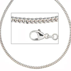 2,5 Panzerkette Silberkette Kette Collier, 925 Silber, 50cm, Unisex