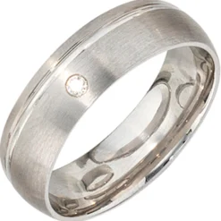 Partnerring Ring mit Zirkonia, 925 echt Silber, mattiert, für Damen