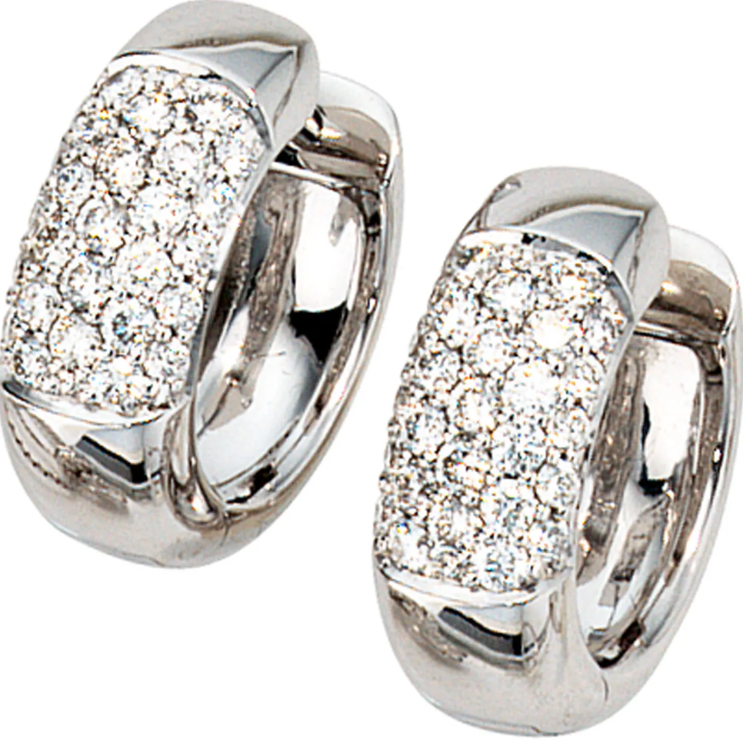 Pavé Creole Creolen 5,6x14,5mm mit 108 Diamanten 0.6Ct 585 Weißgold