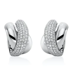 Pavé Creolen aus 750 Gold Weißgold 242 Brillanten 3,5ct TW-VSI