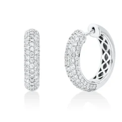 Pavé Creolen aus 750 Gold Weißgold 142 Brillanten 1,69ct TW-SI 20x5mm