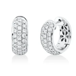 Pavé Creolen aus 585 Gold Weißgold 56 Brillanten 1,04ct TW-SI 15,7x6mm