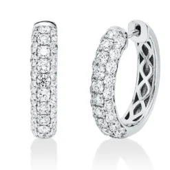 Pavé Creolen aus 750 Gold Weißgold 56 Diamanten 2,06ct TW-SI 19,5x4,5mm