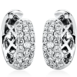 Pavé Creolen aus 750 Weißgold 44 Brillanten 0,9ct TW-VSI/SI 15x4,9mm