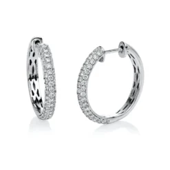 Pavé Creolen aus 750 Weißgold 104 Brillanten 0,94ct TW-SI 19,9x2,8mm