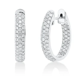 Pavé Creolen aus 750 Weißgold 142 Brillanten 1,22ct TW-SI 19,6x3,8mm
