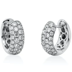 Pavé Creolen aus 750 Weißgold 60 Brillanten 0,87ct TW-VSI 12,7x4,7mm