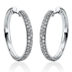 Pavé Creolen aus 750 Weißgold 82 Brillanten 0,86ct TW-VSI 25,6x3,1mm