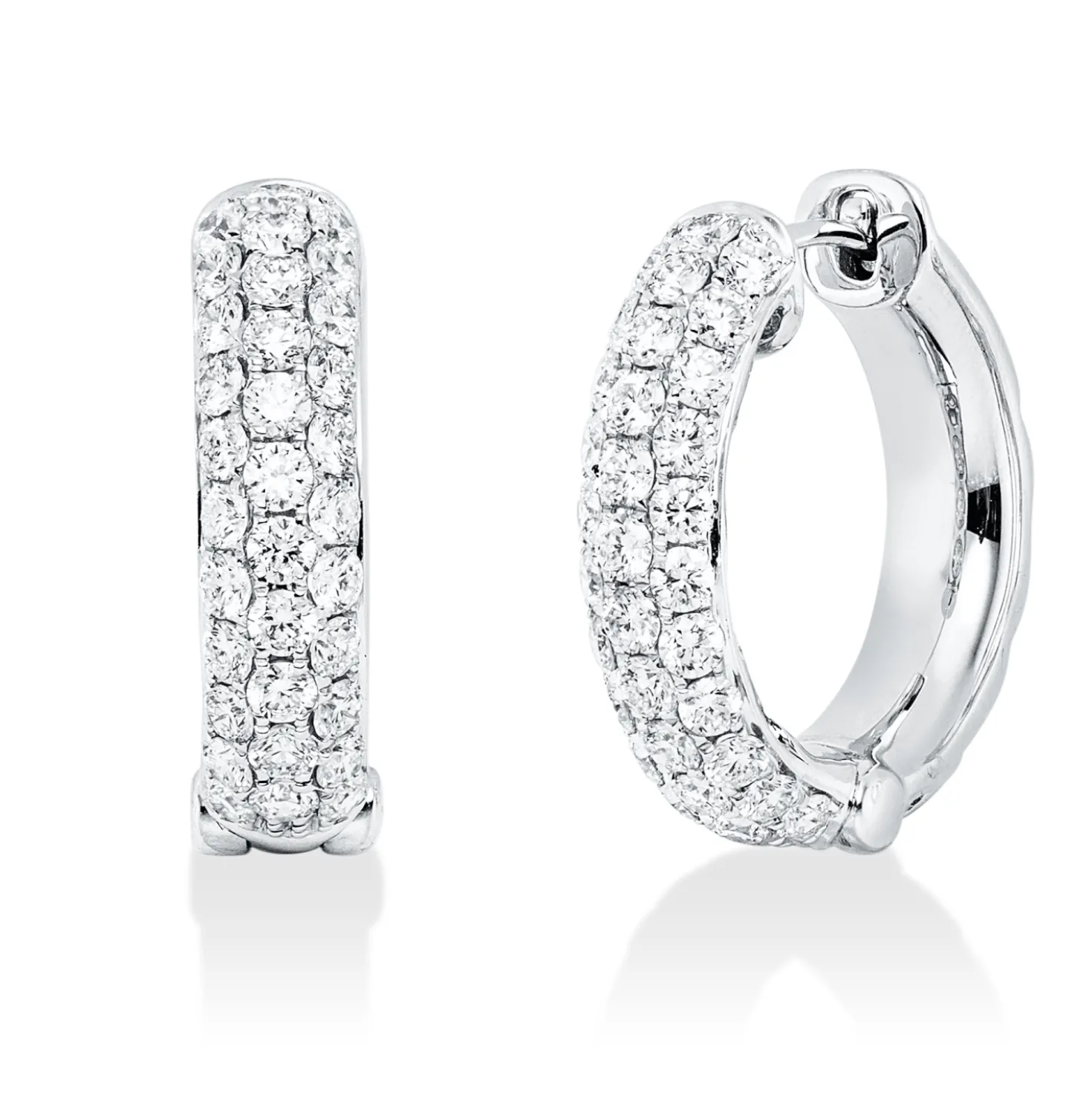 Pavé Creolen aus 750 Weißgold 66 Brillanten 1,48ct TW-VSI 18,3x4,4mm