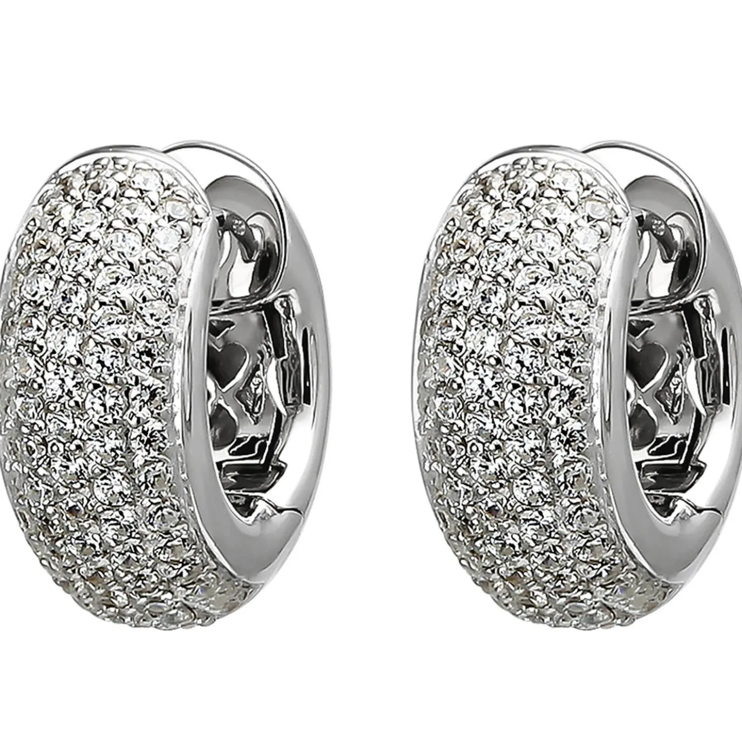Pavé Creolen 17,1x7,5mm aus 925 Silber 146 Zirkonia weiss Ohrringe Ohrschmuck