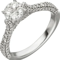 Pavé Ring aus 585 Gold Weißgold mit 119 Diamanten Brillanten 1,02 Ct W-si