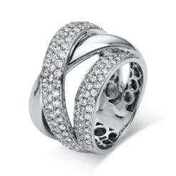 Pavé Ring breit aus 750 Weißgold 122 Brillanten 1,67ct TW-VSI B:16,3mm
