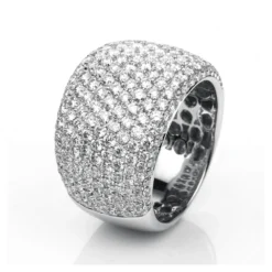 Pavé Ring breit aus 750 Weißgold 253 Brillanten 3,44ct TW-VSI B:15,4mm