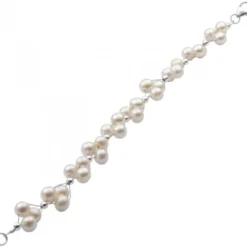Perlenarmband, Armband aus echten Perlen, creme weiß, 3-reihig, Damen
