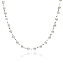 Perlenkette Kette Collier Halskette echte Perlen creme-weiß Hochzeit Brautschmuck für Damen