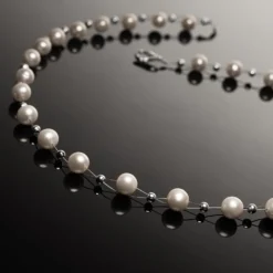 Perlenkette Kette Collier Halskette echte Perlen creme-weiß Hochzeit Brautschmuck für Damen