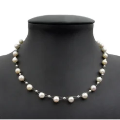 Perlenkette Kette Collier Halskette echte Perlen creme-weiß Halsschmuck Damen