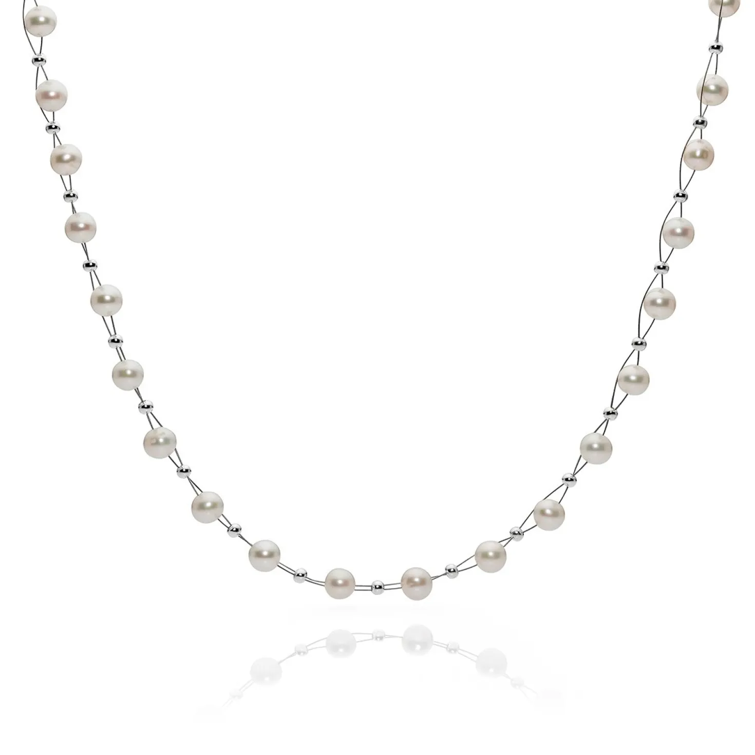 Perlenkette Kette Collier Halskette echte Perlen creme-weiß Halsschmuck Damen