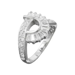 P Form - Ring Damenring mit Zirkonia 925 Silber rhodiniert