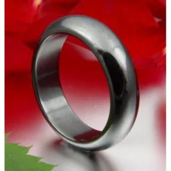 Ring aus echtem Hämatit grau glatt rund Hämatitring Unisex