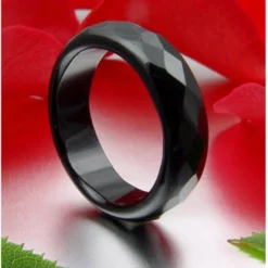 Ring aus echtem Onyx schwarz facettiert 6mm breit Onyxring Fingerring