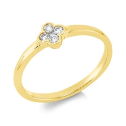 Ring aus 750 Gelbgold 4 Brillanten 0,09ct TW-SI 1 Brillant 0,01ct TW-SI B:5,3mm