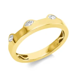 Ring aus 750 Gelbgold 3 Diamanten Navette-Schliff 0,14ct TW-VSI B:4,2mm