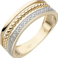 Ring aus 333 Gold Gelbgold bicolor mit 17 Zirkonia weiß Fingerring Goldring
