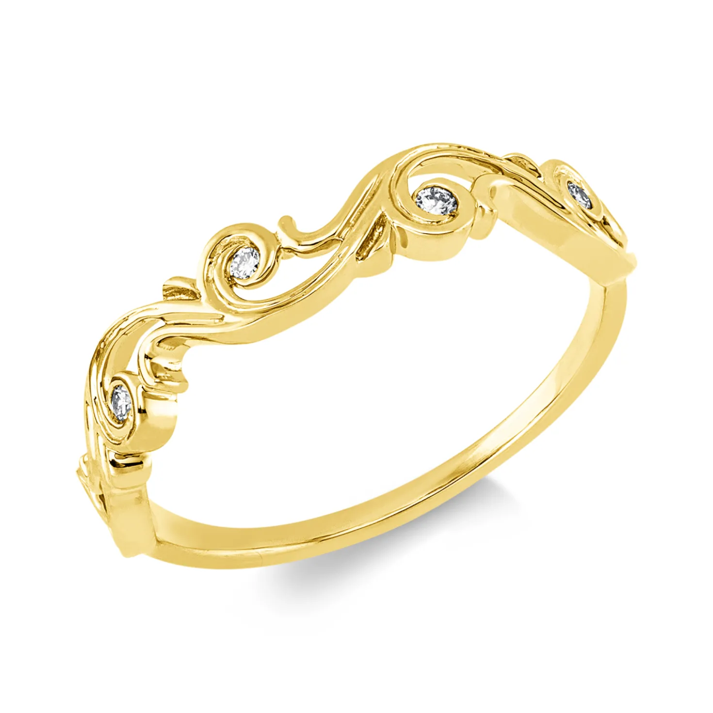 Ring aus 750 Gold Gelbgold 5 Brillanten 0,07ct TW-SI B:4mm