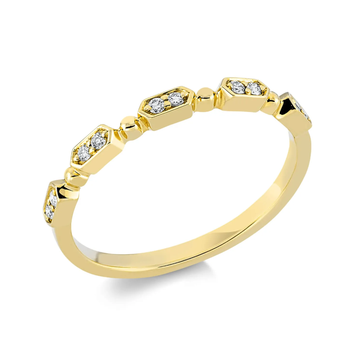 Ring aus 750 Gold Gelbgold 10 Brillanten 0,08ct TW-SI B:2mm