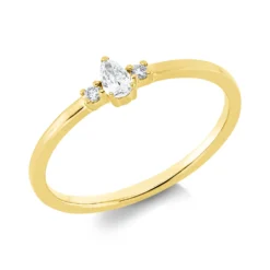 Ring aus 750 Gold Gelbgold 3 Diamanten 0,13ct TW-SI B:4,1mm 3er-Krappe