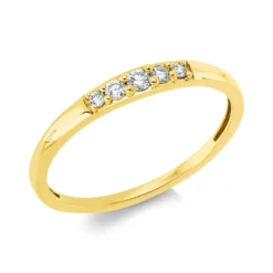 Ring aus 750 Gold Gelbgold 5 Diamanten 0,11ct TW-SI B:2,3mm