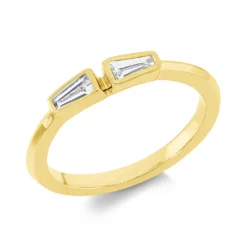 Ring aus 750 Gold Gelbgold 2 Diamanten Trapez-Schliff 0,22ct TW-SI B:3,3mm Zarge