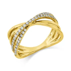 Ring aus 750 Gold Gelbgold 45 Diamanten 0,34ct TW-SI B:9,6mm