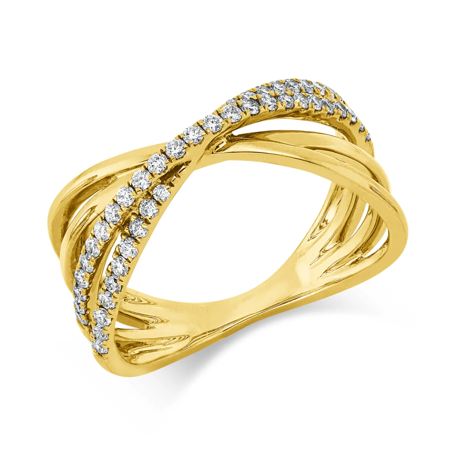 Ring aus 750 Gold Gelbgold 45 Diamanten 0,34ct TW-SI B:9,6mm