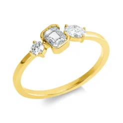 Ring aus 750 Gold Gelbgold 3 Diamanten 0,52ct TW-SI B:5,5mm