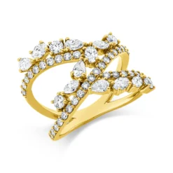 Ring aus 750 Gold Gelbgold 51 Diamanten 1,49ct B:15,7mm