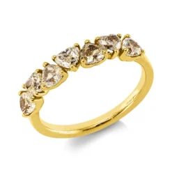 Ring aus 750 Gold Gelbgold 7 Diamanten Herz-Schliff 1,48ct gelb B:3,6mm