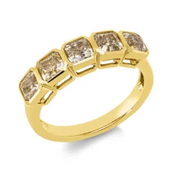 Ring aus 750 Gold Gelbgold 5 Diamanten Kissen-Schliff 2,07ct gelb B:4,6mm Zarge
