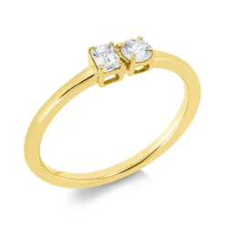 Ring aus 750 Gold Gelbgold 2 Diamanten 0,3ct TW-SI B:3,8mm