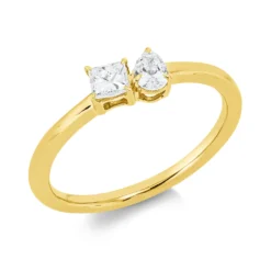 Ring aus 750 Gold Gelbgold 2 Diamanten 0,32ct TW-SI B:4,5mm