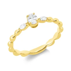 Ring aus 750 Gold Gelbgold 3 Diamanten 0,26ct TW-SI B:4,6mm