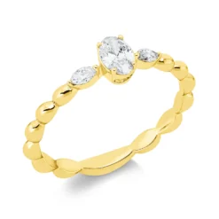 Ring aus 750 Gold Gelbgold 3 Diamanten 0,32ct TW-SI B:5,1mm