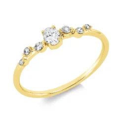 Ring aus 750 Gold Gelbgold 7 Diamanten 0,21ct TW-SI B:3,8mm