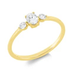 Ring aus 750 Gold Gelbgold 3 Diamanten 0,34ct TW-SI B:4,5mm