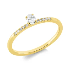 Ring aus 750 Gold Gelbgold 11 Diamanten 0,19ct TW-SI B:4,2mm 4er-Krappe