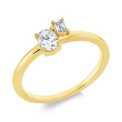 Ring aus 750 Gold Gelbgold 2 Diamanten 0,41ct TW-SI B:6,3mm