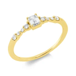 Ring aus 750 Gold Gelbgold 9 Diamanten 0,33ct TW-SI B:4mm
