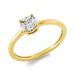 Ring aus 750 Gold Gelbgold 5 Diamanten 0,27ct TW-VSI B:5,7mm
